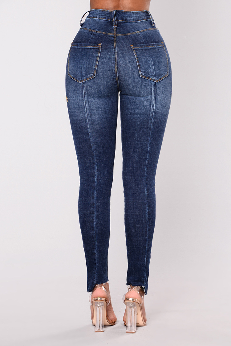 SZ60105 Denim stretch embroidery denim high waist pants